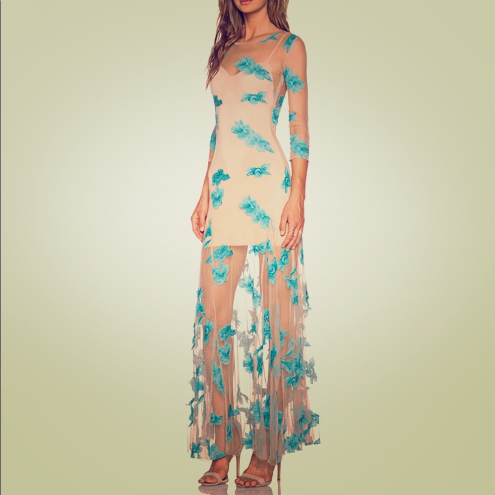 For Love and Lemons Aqua Maxi Dress (rare)